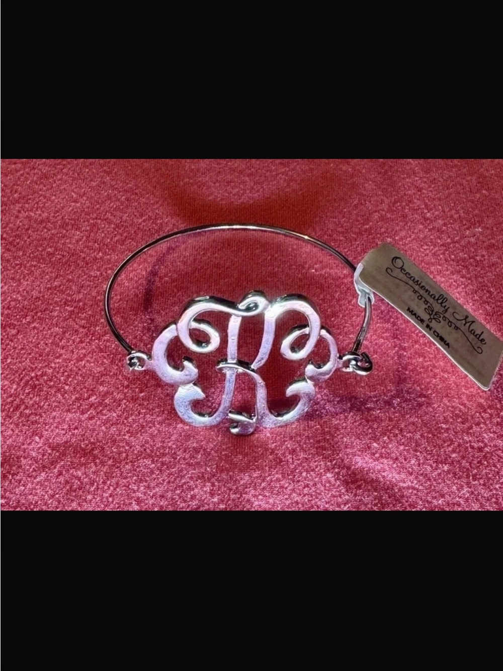 Silver Monogram Bangle Bracelet - Letter K